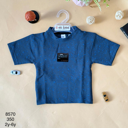 Drop Shoulder"Blue Iconic Texture"T-Shirt