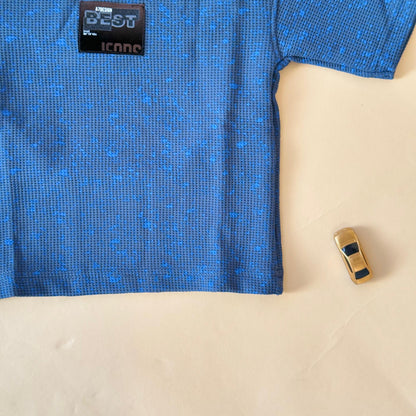 Drop Shoulder"Blue Iconic Texture"T-Shirt