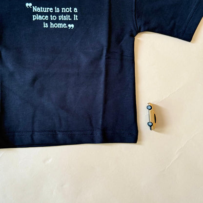 Drop Shoulder"Living with Nature"T-Shirt