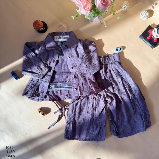 Stylish Purple 3-Piece Co-Ord Set for Girls